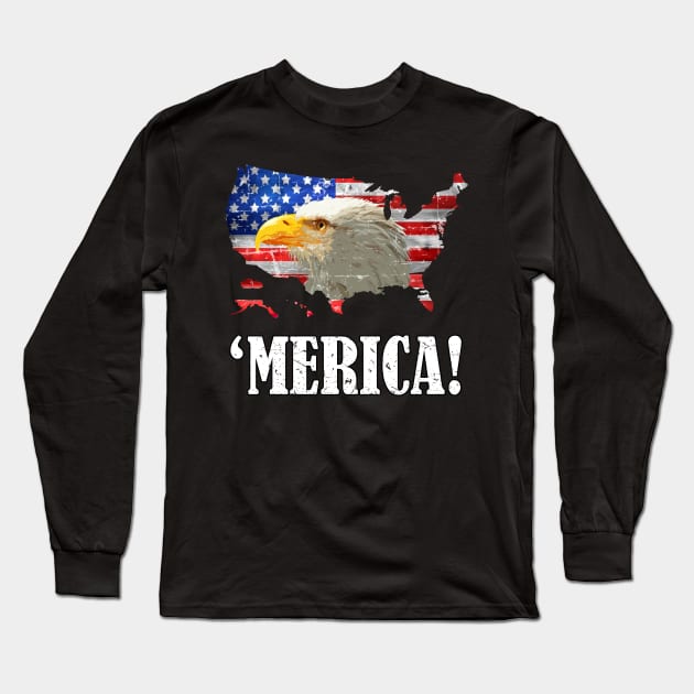 Patriotic eagle merica usa flag 4th of July outfit Long Sleeve T-Shirt by jodotodesign